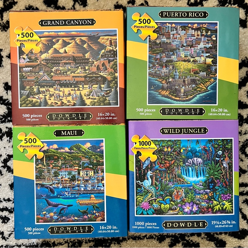 Set of 4 Full Sized Dowdle Puzzles